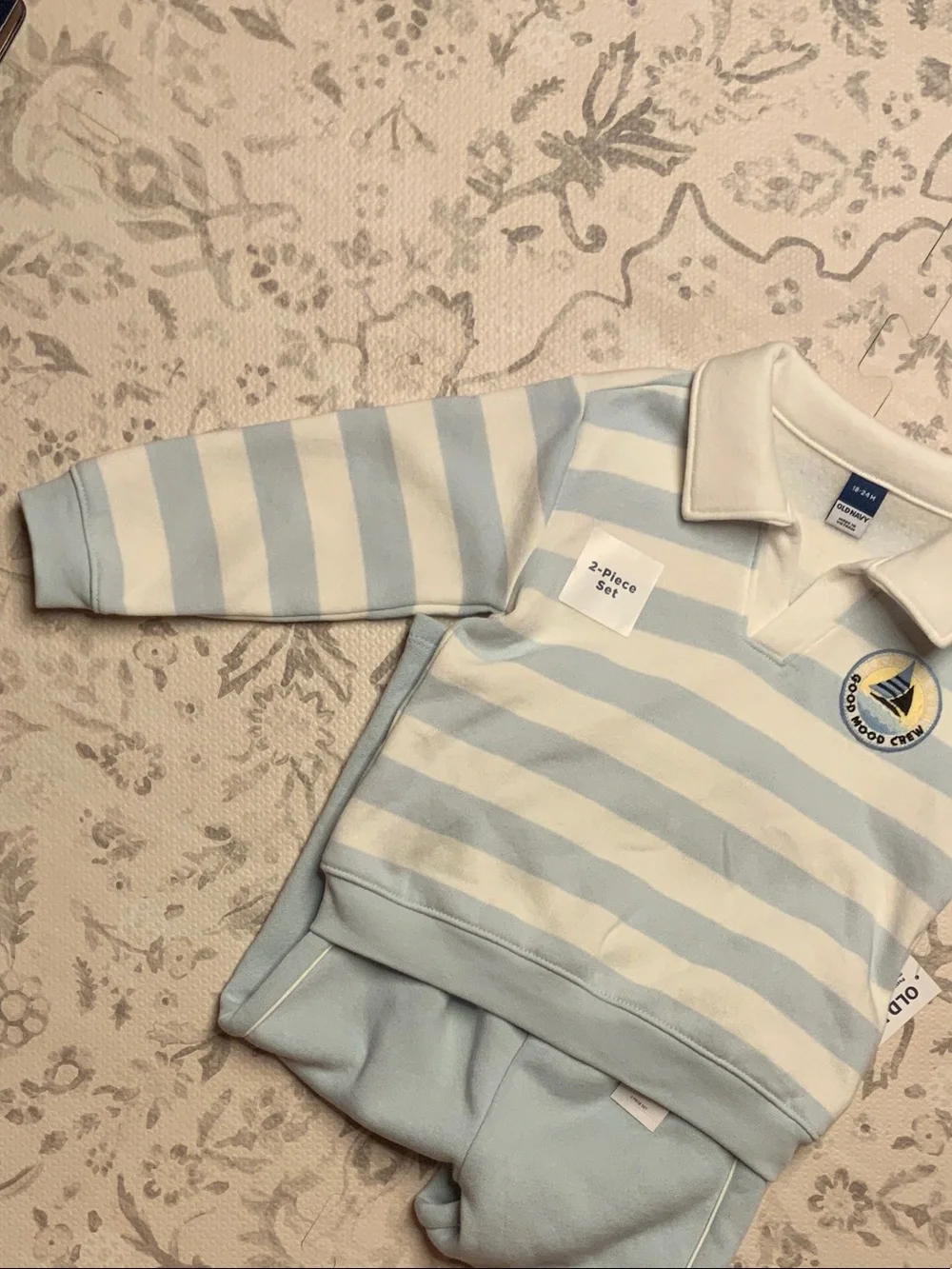 Old Navy Baby Blue and White Striped 2-Piece Matching Set